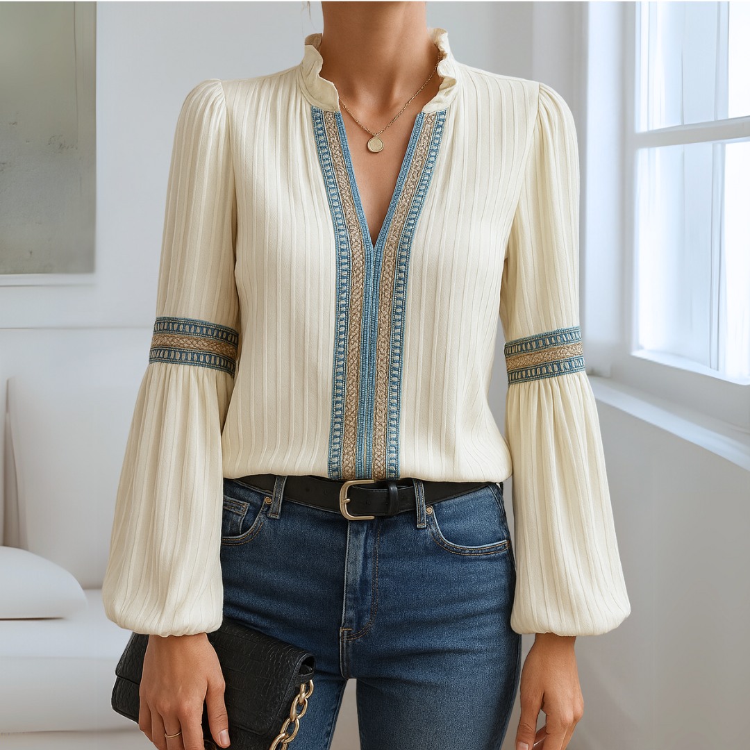 Ania™ | Elegant V-ringad Spetsblus