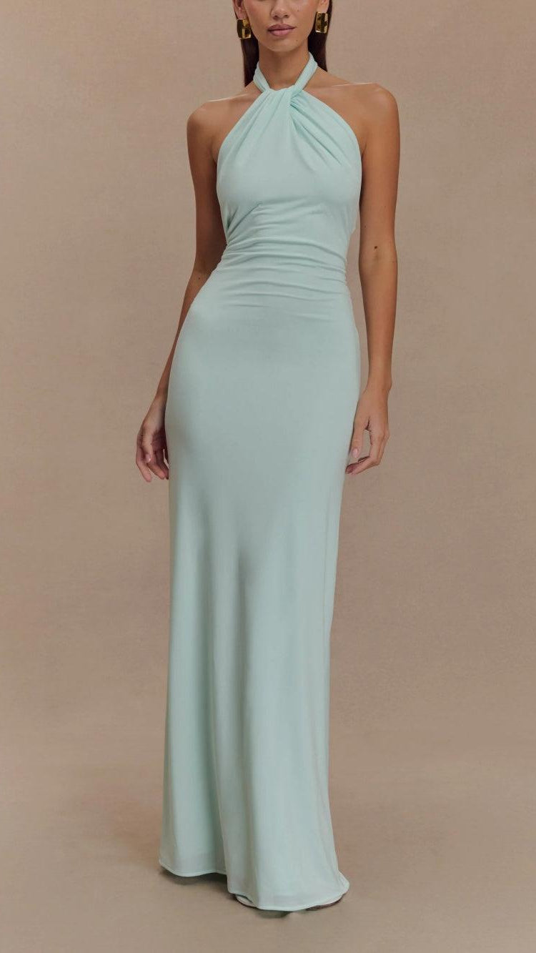 Lisa™ - Slinky Halter Maxiklänning – Lagoon