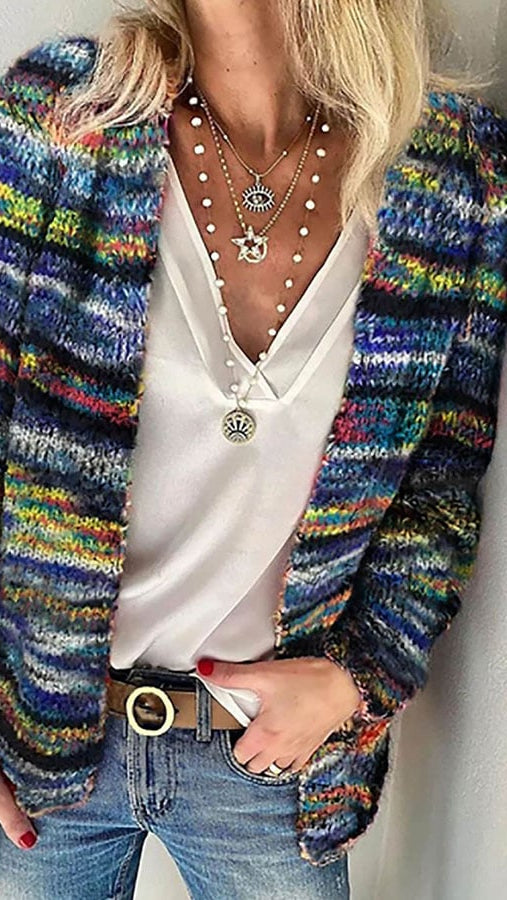 Gilet rayĂ© multicolore pour femme â De la couleur, du confort, du style