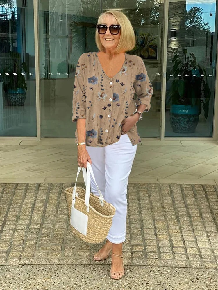 Zephyra™ - Elegant Blommig Blus