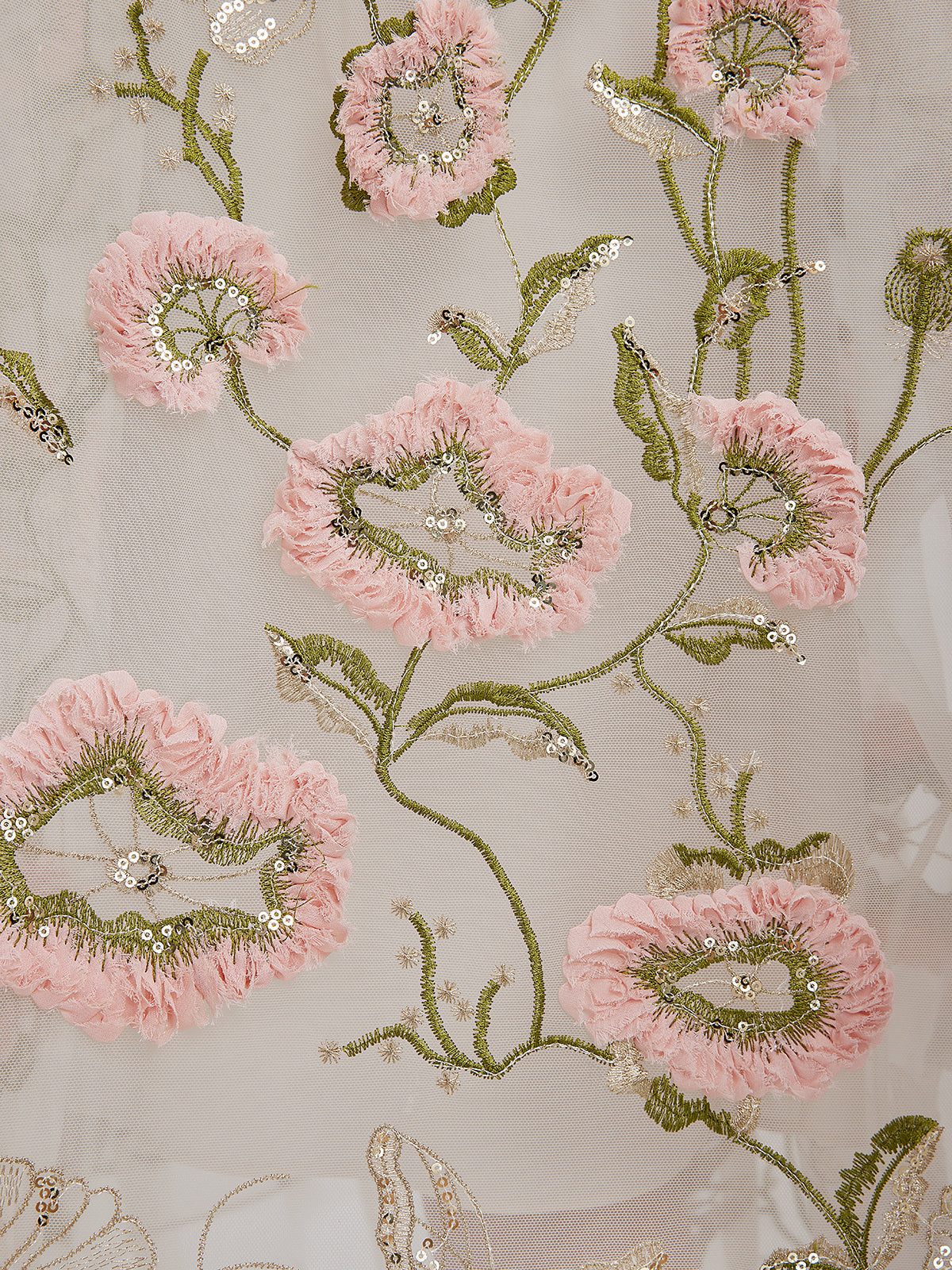 Elisa™ | 3D-klänning med blomstermotiv, paljetter och plisseringar