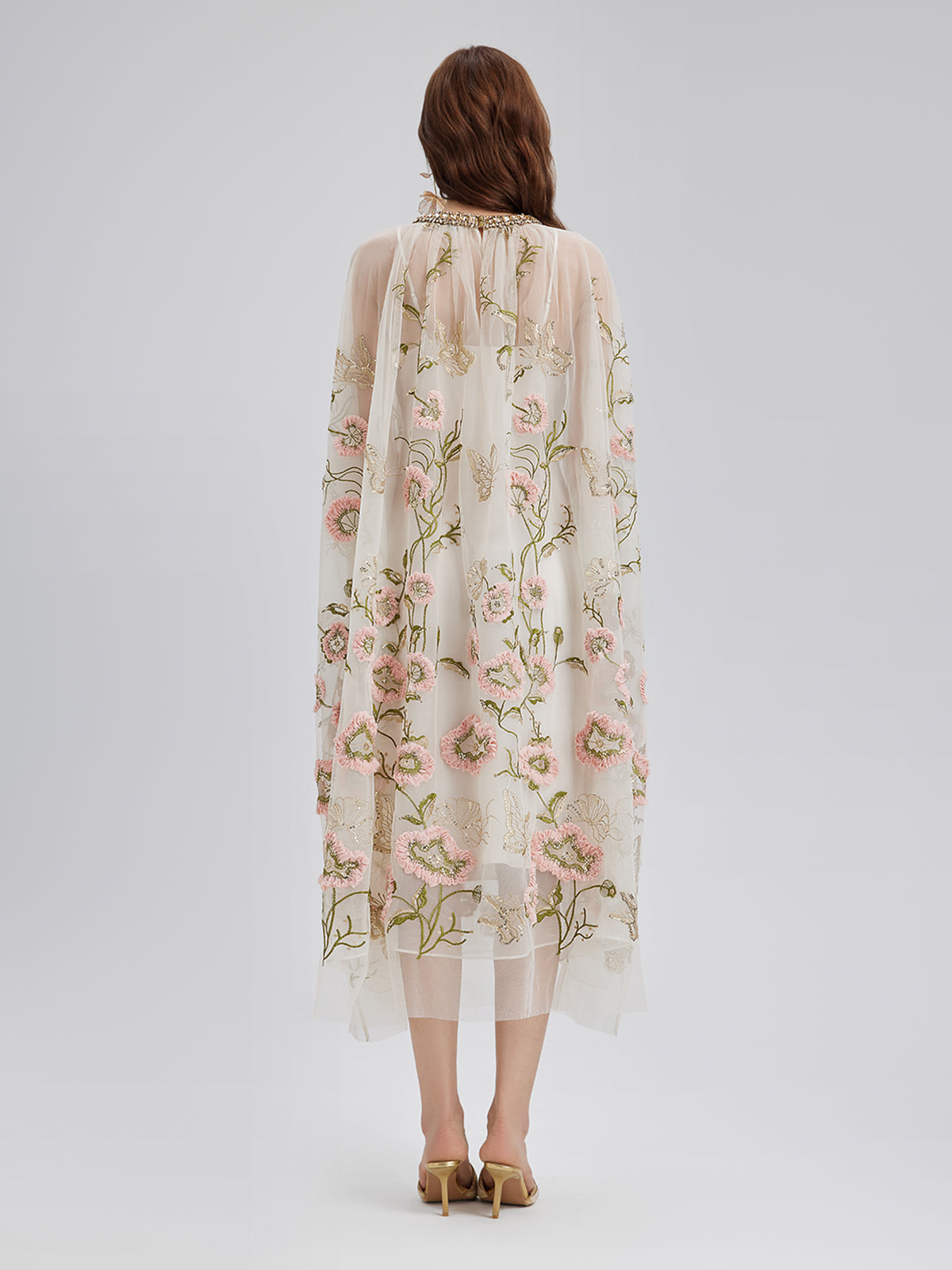 Elisa™ | 3D-klänning med blomstermotiv, paljetter och plisseringar