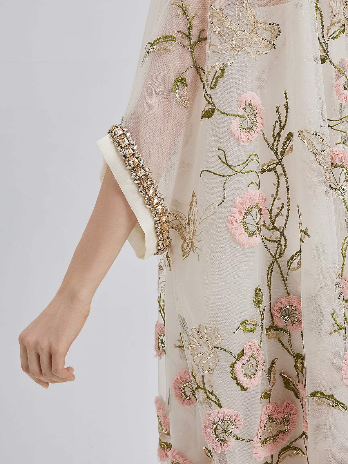 Elisa™ | 3D-klänning med blomstermotiv, paljetter och plisseringar