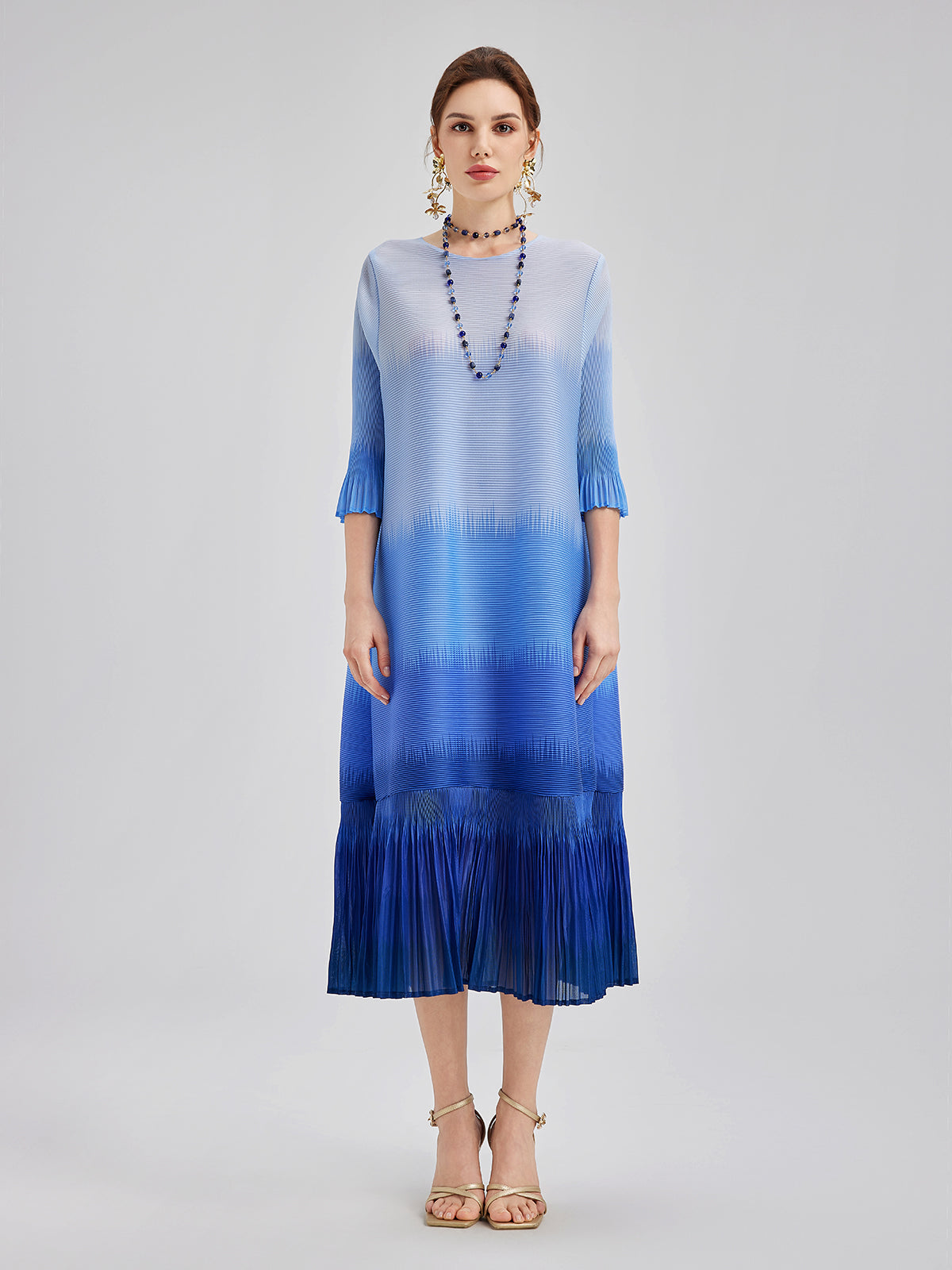 Sophie™ | Vacker klänning i ombre-design med plisseringar