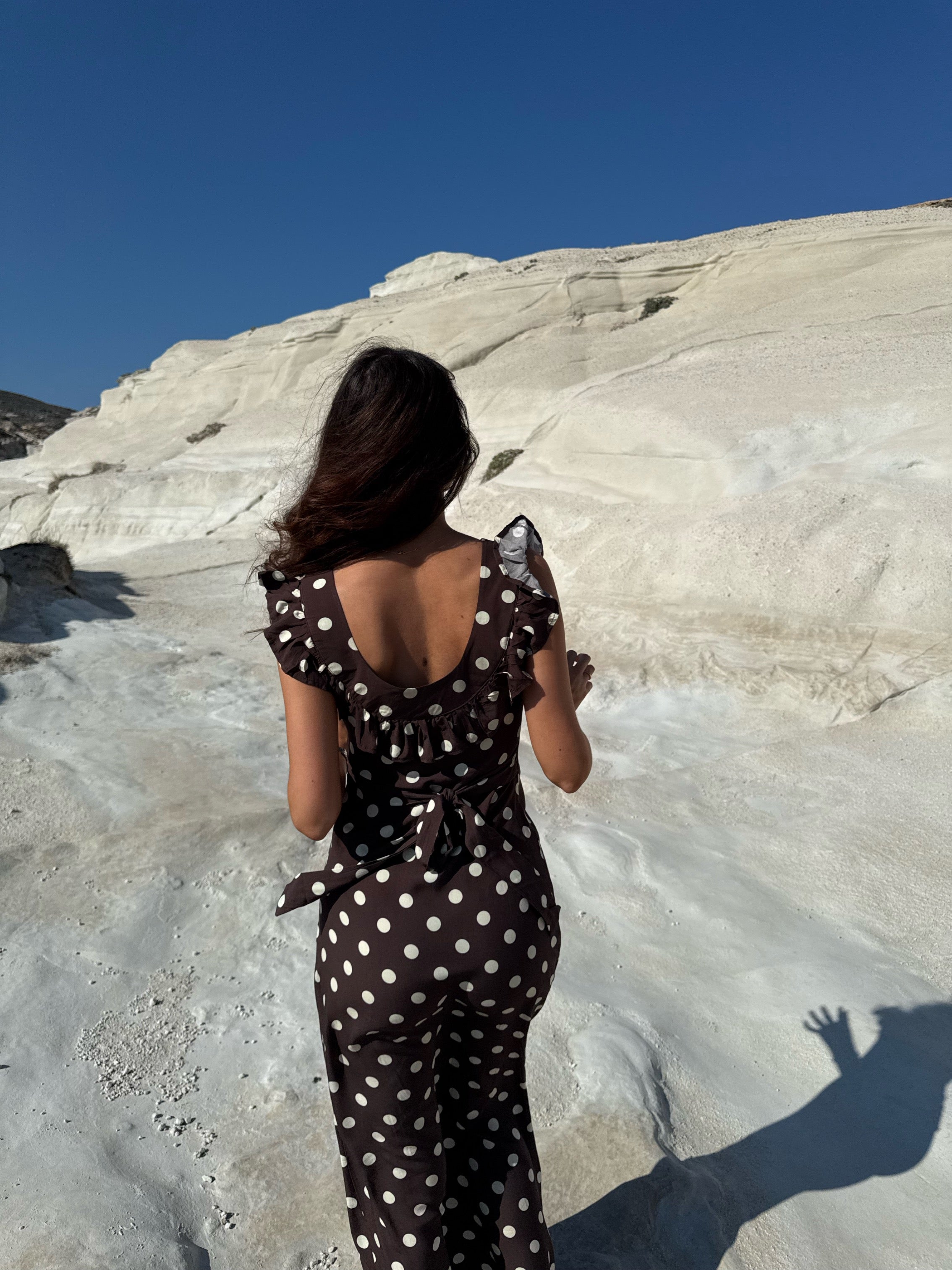 Luna™ | Klänning med prickar - Brun/gul