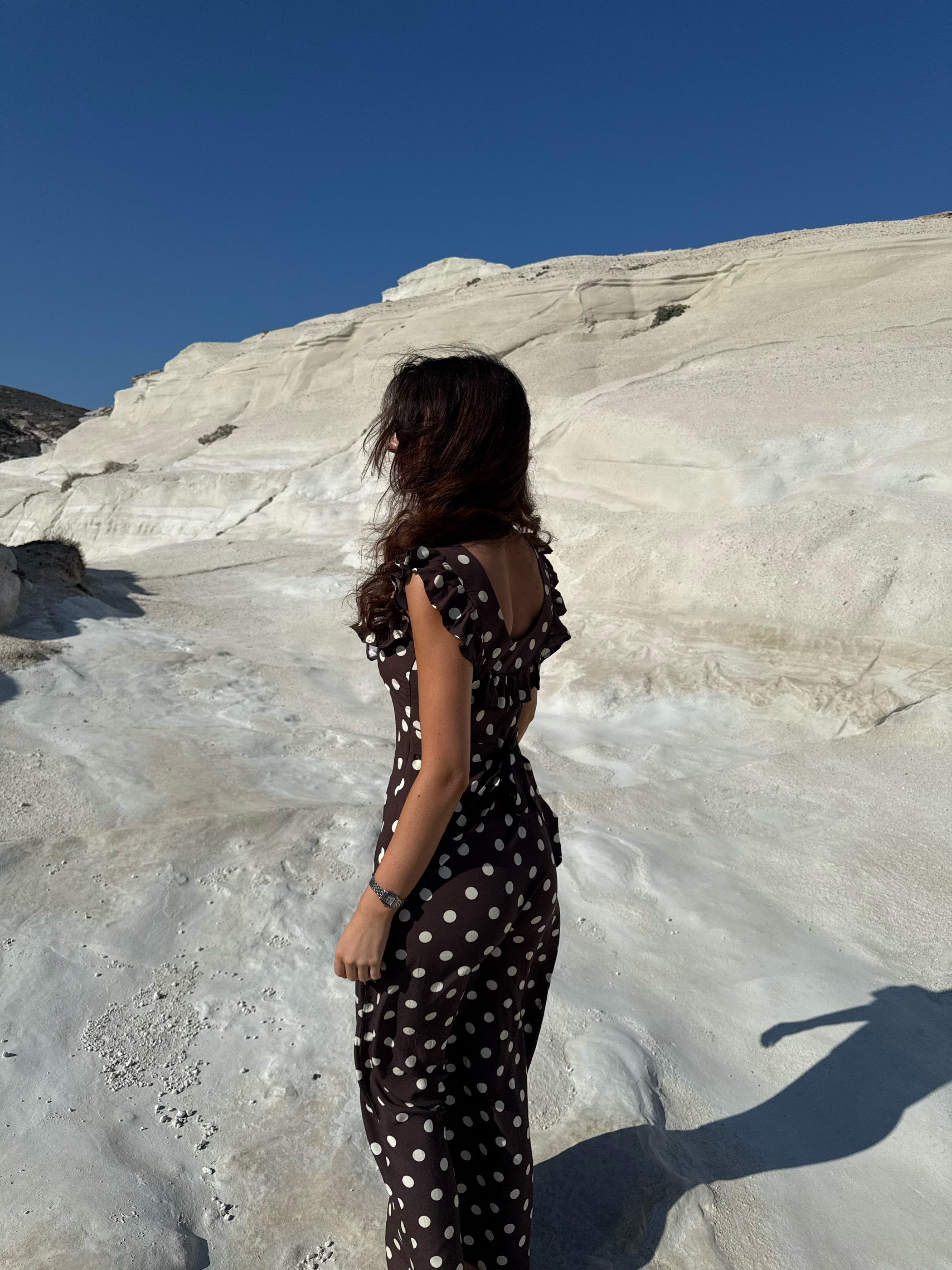 Luna™ | Klänning med prickar - Brun/gul