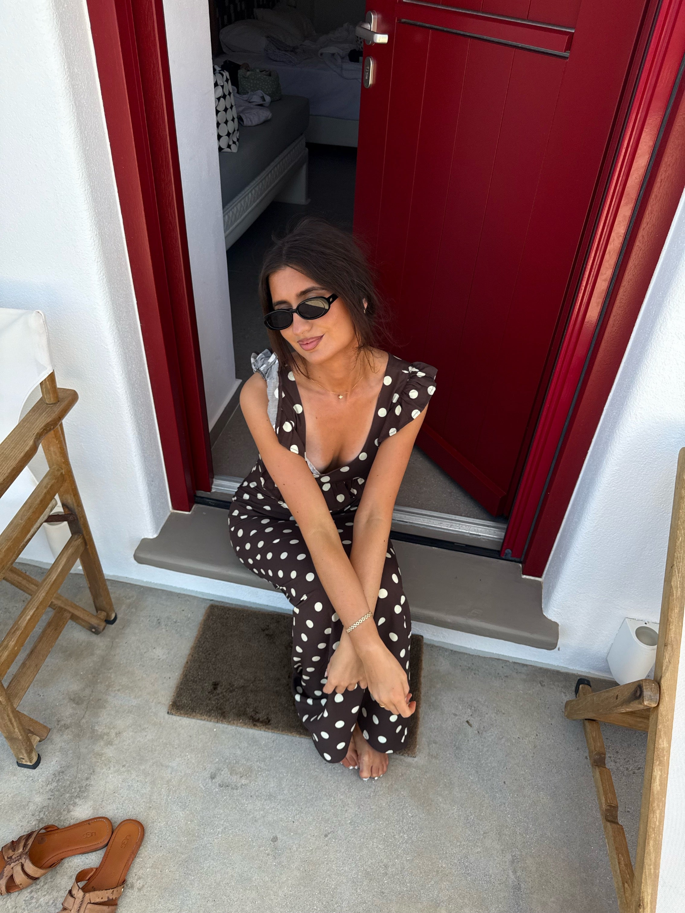 Luna™ | Klänning med prickar - Brun/gul