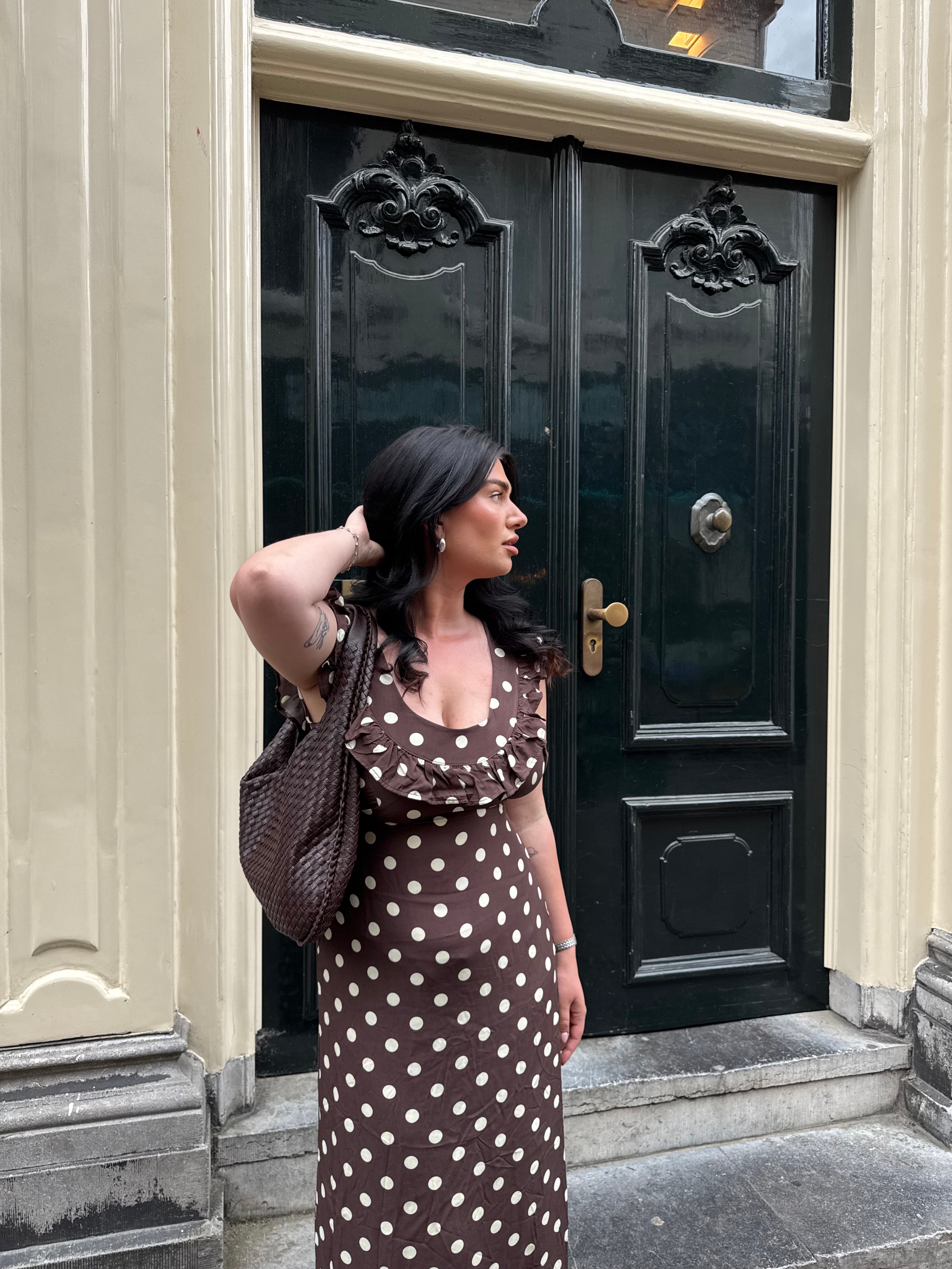 Luna™ | Klänning med prickar - Brun/gul