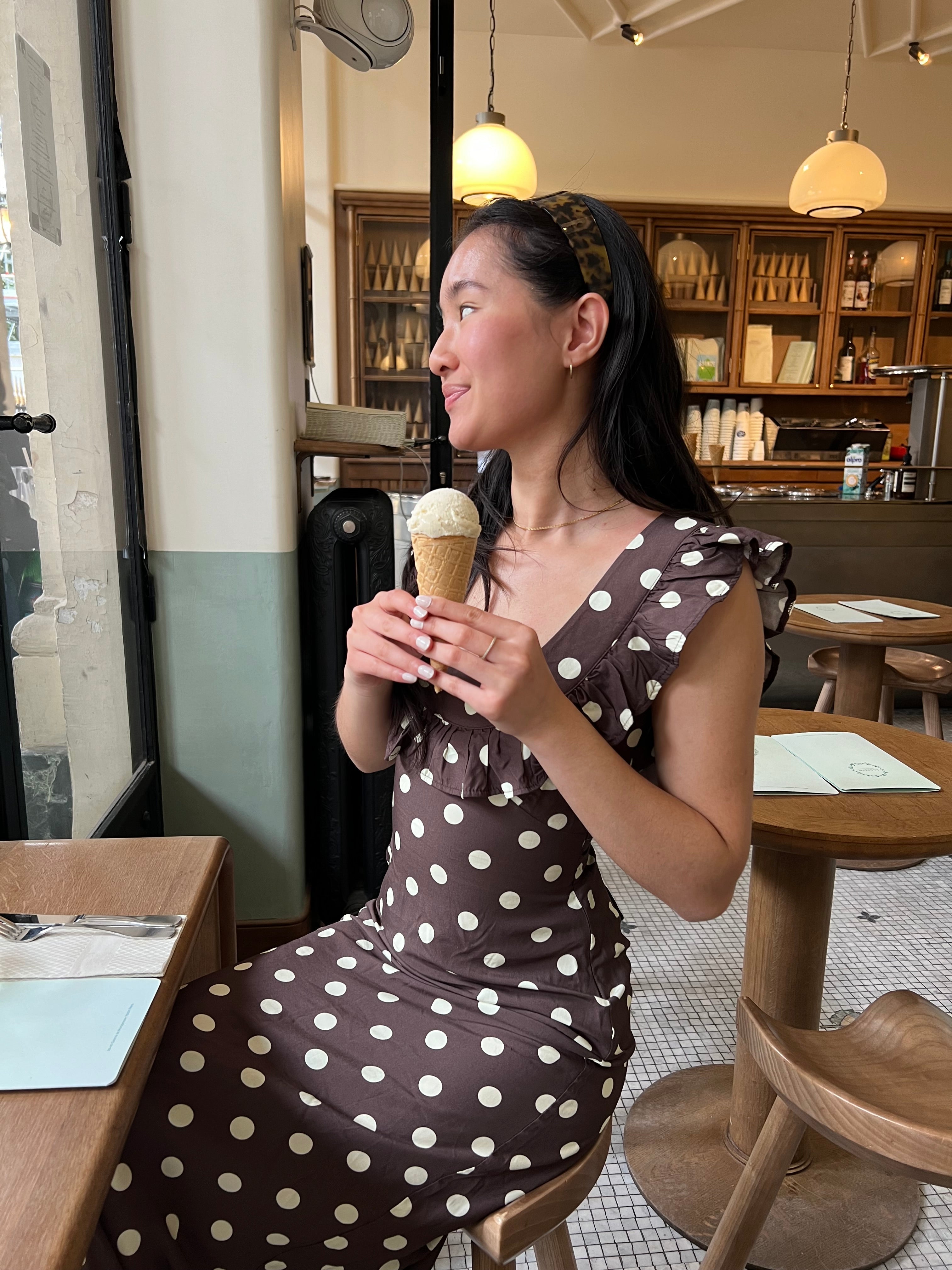 Luna™ | Klänning med prickar - Brun/gul