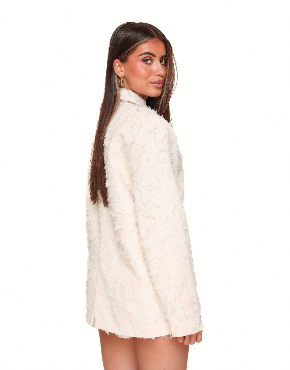 Elisa™ | Krämfärgad, detaljerad oversized kavaj