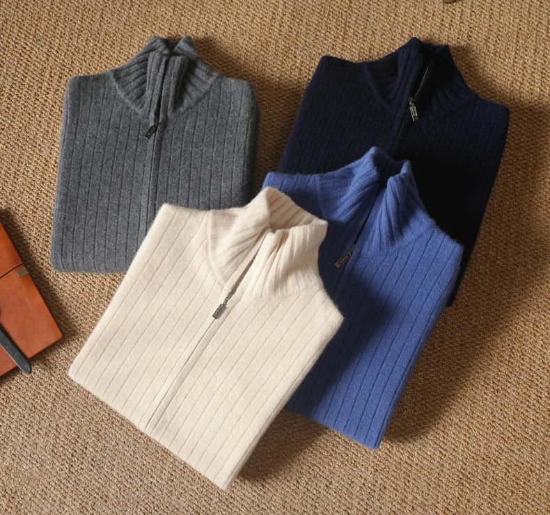 Riccardo Monti™ | Men’s Full Zip Sweater made from 100% Merino Wool.