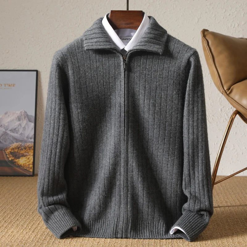 Riccardo Monti™ | Men’s Full Zip Sweater made from 100% Merino Wool.