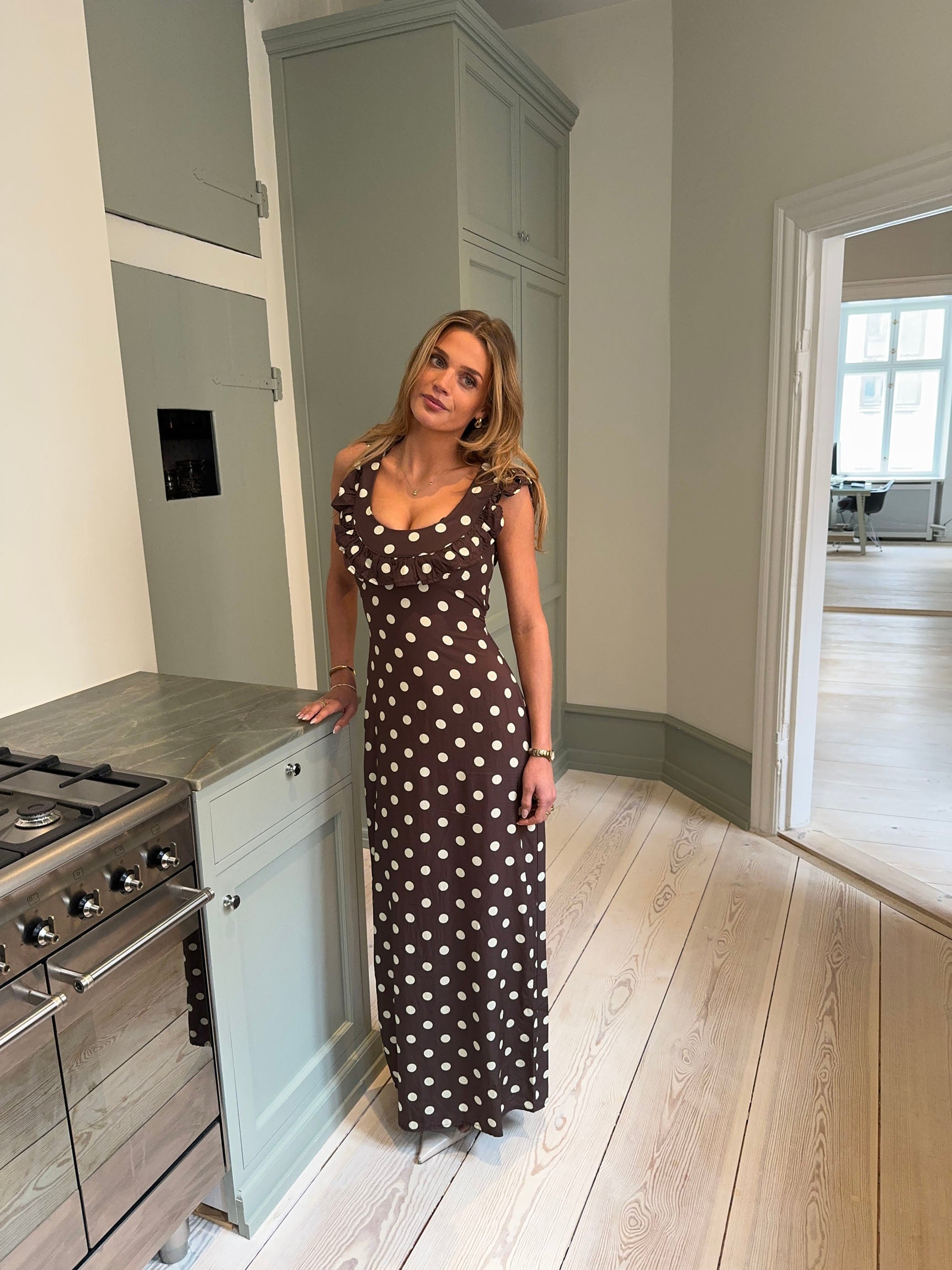 Luna™ | Klänning med prickar - Brun/gul