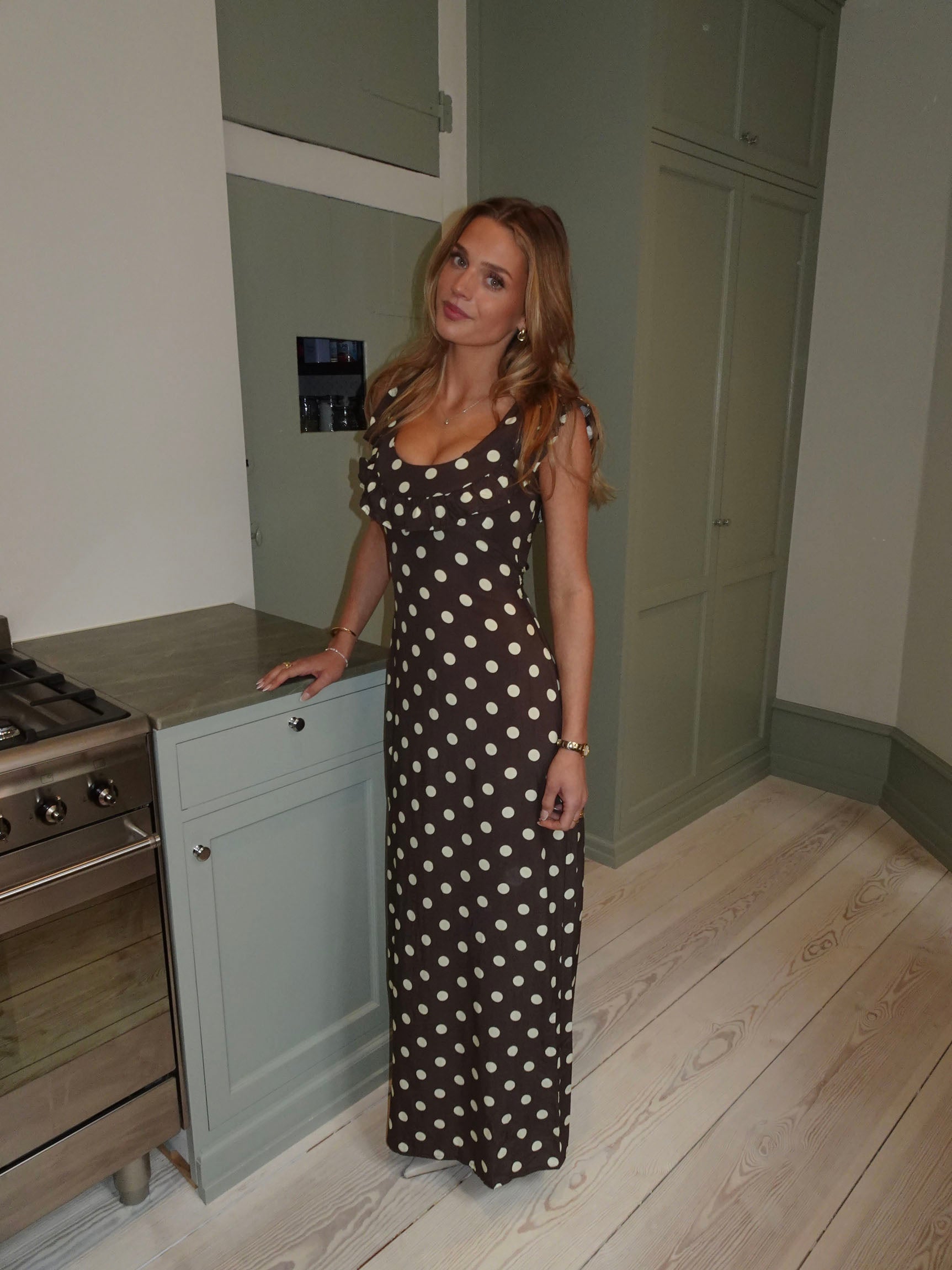 Luna™ | Klänning med prickar - Brun/gul