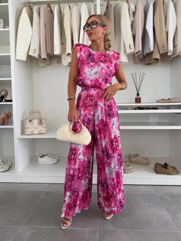 Esmé™ - Elegant Ärmlös Topp och Plisserade Byxor Tvådelat Set