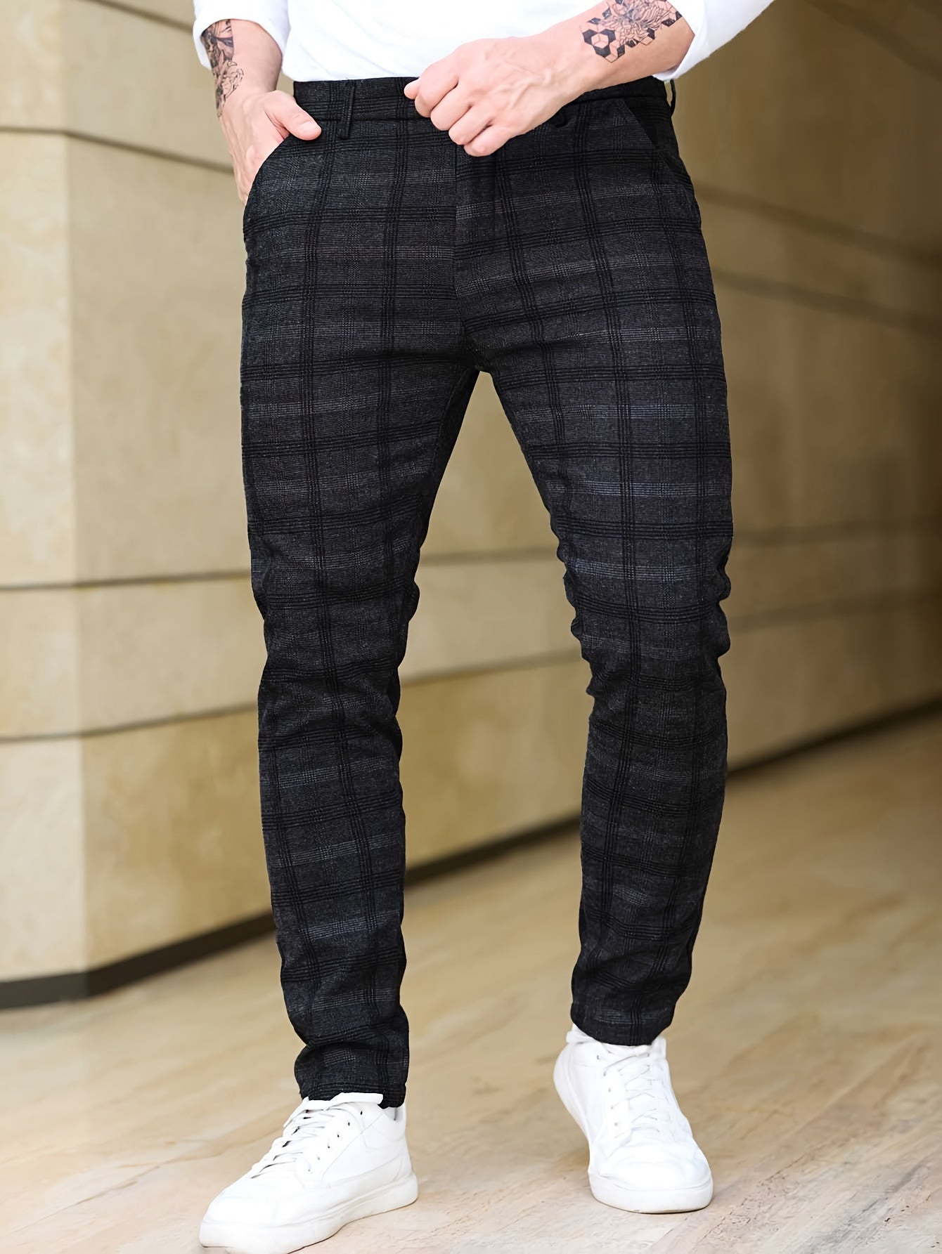 Davide™ | Santoro Slim-Fit Plaid Trousers